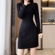 POPLARNC 女款 貝普 針織連身裙 P25FOPS073136, 黑色