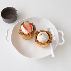 Bloom at home Pure Candy 圓形把手盤, 白色, 1個