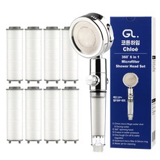 Cottonheim Chloe360度6in1微濾芯蓮蓬頭+替換濾芯 8入組, 1個, 混色