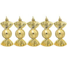 聖誕樹糖果造型裝飾 5入, 金黃色