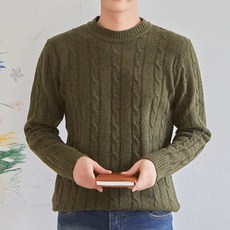 PLAYS 男士麻花圓領針織衫