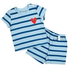 Maykids 童款愛心印花橫條紋五分袖家居服套裝