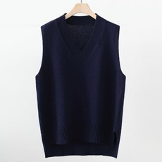 Queensler 女款羊毛混紡V領Kitty不對稱下擺背心 j328