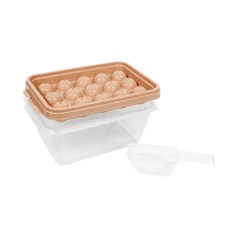 Nanu Dam 15格圓球製冰盒+儲冰盒+挖冰鏟, 粉色(冰框)