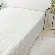 Nubile 線絎縫60支棉薄被兼薄墊, 白色