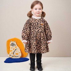 mollimelli 女童公主豹紋刷毛連身裙