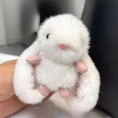 Allwailly 兔子人造毛鑰匙圈 鑰匙環 鑰匙扣 TSP1545, 1個, 白色