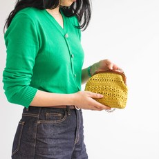 yarna 올리오 베티 프레임백 DIY패키지, 712 옐로우그린(백), 반투명브라운(프레임), 랜덤발송(코바늘), 1세트