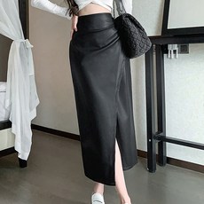 루나걸 여성용 퀵샌 레더 미디 스커트 L25FSK081310