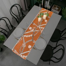 Ants 大麗花奢華餐桌旗, 橘色, 32 x 160 cm