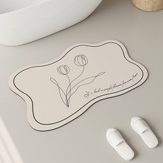 PEONIST 吸水性奶油風防滑地墊, 象牙白