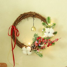 ScentBasket 聖誕鹿長果LED圓形花環套組 棉花, 混合色, 1套