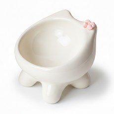 둥둥펫 반려동물 경사형 세라믹 식기, 아이보리, 1개