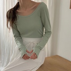 플랜데이 여성용 드엔 U넥 워머 티셔츠