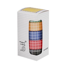 momopop Momo Mate彩色底色格紋紙膠帶 鮮豔 5種組, 紅色格子、藍色格子、綠色格子、黑色格子、黃色格子, 1套