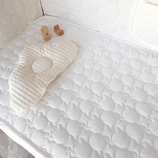 아이레빗 유아용 인견 곰누빔 도톰 양면 침대 패드 벨라 호환, 크림 아이보리 + 아이보리, 1개