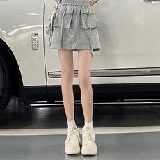 아이엠몽 여성용 더포니 더블 포켓 하이웨스트 밴딩 미니 안감속바지 스커트