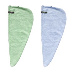 Riagio快乾髮髮乾毛巾 2件組, 綠，藍, 1套