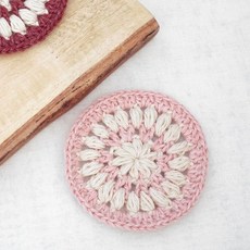 slow moments 泡泡杯墊編織DIY套組, 1套, 淡粉色 + 奶油色