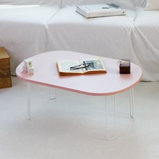 트리팜 PET 타원형 슈퍼매트 테이블, 피치 핑크