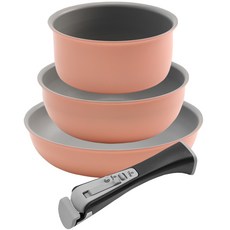 Living Story Home Chef系列 IH電磁爐適用 鍋具組, 混色, 湯鍋20cm+火鍋湯鍋22cm+平底鍋24cm+可拆卸手柄