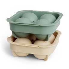 圓形冰塊模具 2件組, 森林綠+奶油米色, 1組