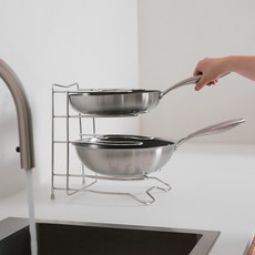 KOXINA 一體式堅固平底鍋收納架, 銀色, 4層