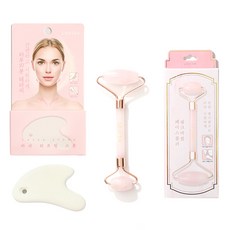 로즈쿼츠 핑크 마블 마사지 페이스롤러, 혼합색상, 1개