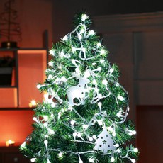 Dometopia 含電源插孔可連接透明線精靈燈串 100燈 5m, 1個, 白色