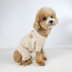 Grooming Dog 狗狗貓狗鬆餅格紋四腳衣, 米色