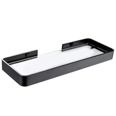 Everhouse北歐無孔簡約浴室玻璃架子M, 黑色, 1個