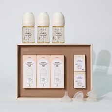 Haenim 喜臨 Nothing 多合一三入組 奶瓶 3p + 奶嘴 4p, 爸爸奶油黃, 1套, 150ml