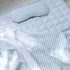 hwamo baby 孩童經典款格紋絲絨午睡毯組, 藍色