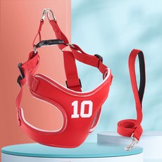 PASTEL PET 寵物線條數字胸背帶組, 紅色