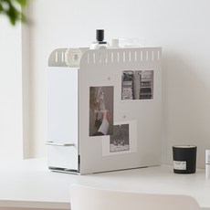 라라밤 프리미엄 슬라이딩 슬림 철제 수납함, 화이트, 1개