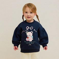 milkmile 甜美雪花蝴蝶結小熊刷毛T恤