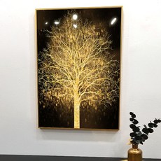 INA KOREA 招財畫 黃金樹 黑色室內裝飾畫框, 金色金屬