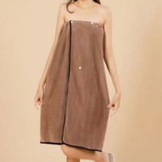 Bomari 按扣式柔軟浴袍毛巾, 1個, 卡其色