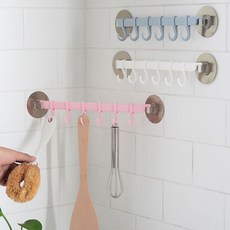 PEONIST 掛勾 浴室 廚房 免打孔掛勾 3件組, 白色, 粉紅色, 藍色, 1套