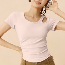 MarketA 女款單肩開衩瑜伽T恤