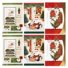 From&To 聖誕卡片 聖誕賀卡 + 信封 3款 x 2入組 S151q123, 混合色, 1套