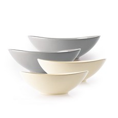 奶油風寬口碗 2款 x 2入, 象牙白,灰色, 1套