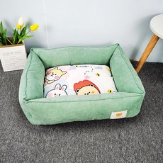 파스텔펫 반려동물 사각 캐릭터 쿠션, 그린, 1개