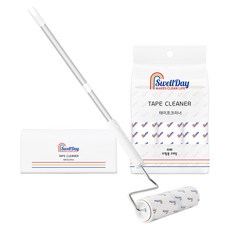 스웰데이 사선컷팅 테이프크리너 핸들 + 거치대 + 밀대 + 리필 4p 세트, 1개