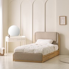 헤즈로 에스카 침대 + 포켓 매트리스 방문설치, 침대(내추럴), 매트리스(화이트)