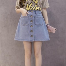 아이엠몽 여성용 베르본 A라인 단추 포인트 데일리 미니 스커트