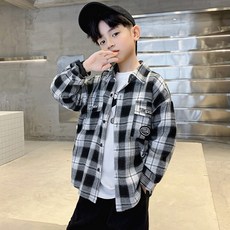 ORANGEDAMOM 男童 Topaer 口袋格紋襯衫