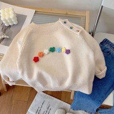 HARAROI 立體花朵圖案圓領針織衫