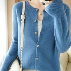 TheSirup 女款混紡寬鬆圓領短版針織開襟衫