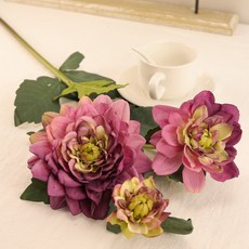 YB 感性室內裝潢 居家佈置 人造花 大花苞玫瑰, 紫色, 1個